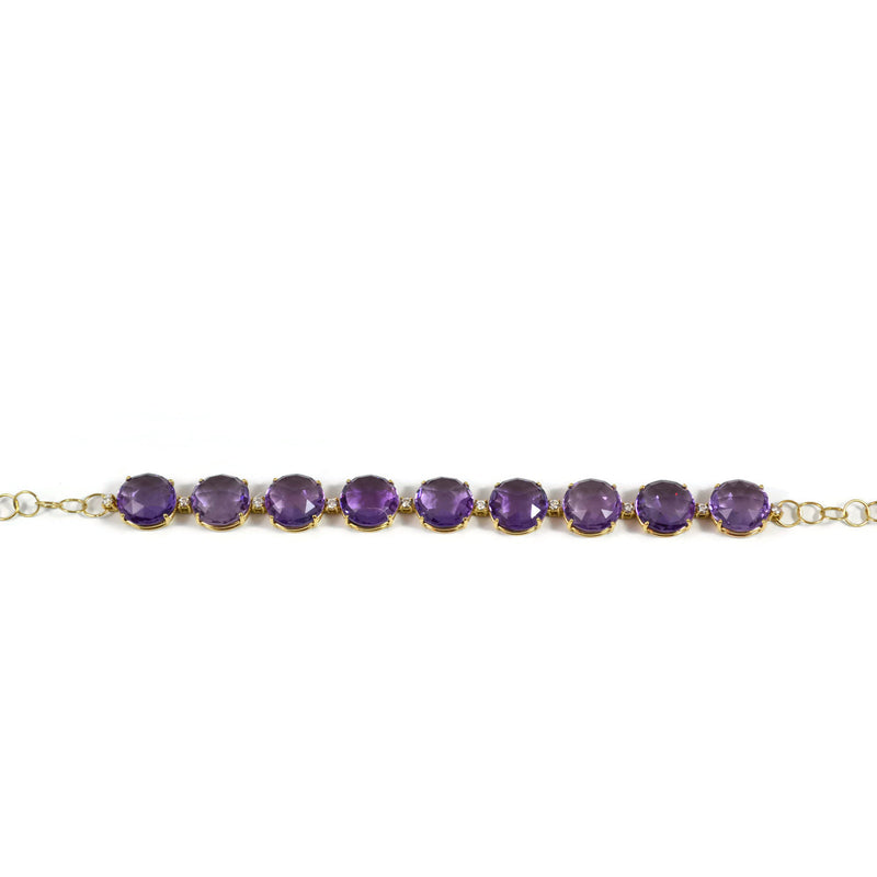 Lilies - Bracelet with Amethyst and Diamonds, 18k Yellow Gold