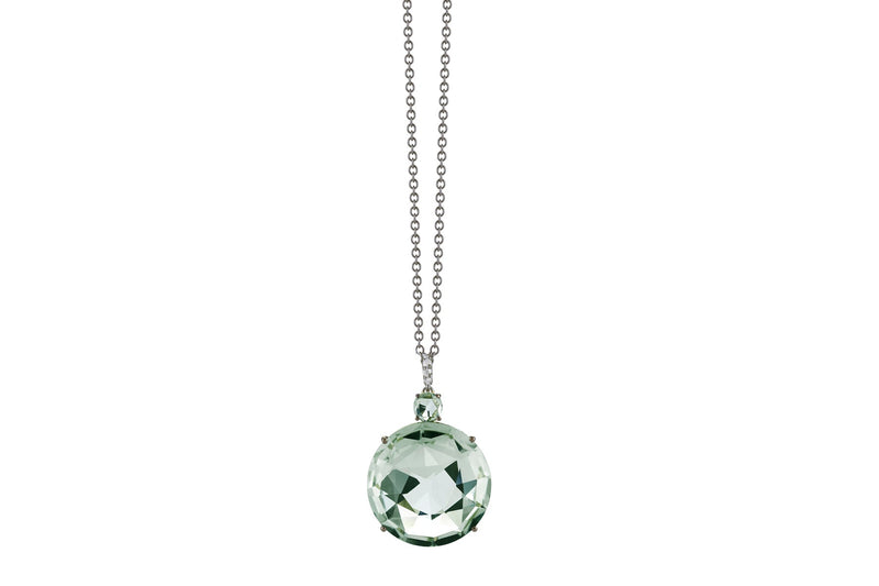 Lilies - Pendant with Prasiolite and Diamonds, 18k White Gold