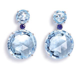 Bouquet - Drop Earrings with Blue Topaz and Blue Sapphires, 18k White Gold