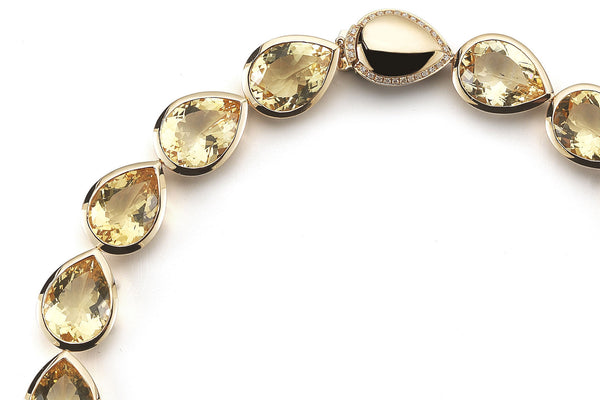 Picnic - Necklace with Citrine and Diamonds, 18k Rose Gold