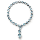 Picnic - Y Necklace with Blue Topaz and Diamonds, 18k White Gold