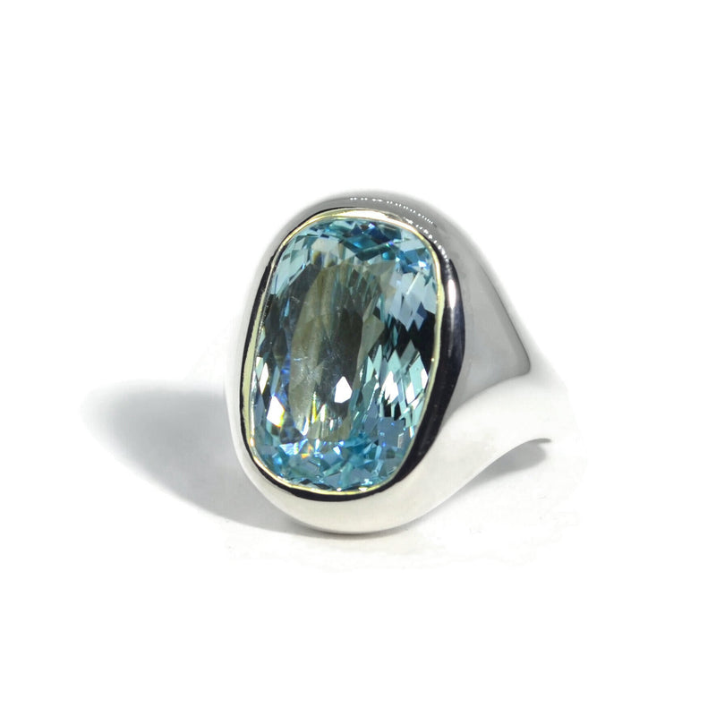 NEW! A & Furst - Essential - Cocktail Ring with Sky Blue Topaz, 18k White Gold