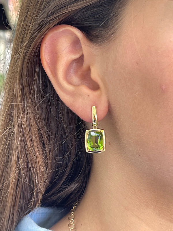 Essential - One of a Kind Drop Earrings with Peridot, 18k Yellow Gold