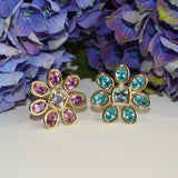 Fiori - Cocktail Ring with Paraiba Color Apatite and Aquamarine, 18k Yellow Gold