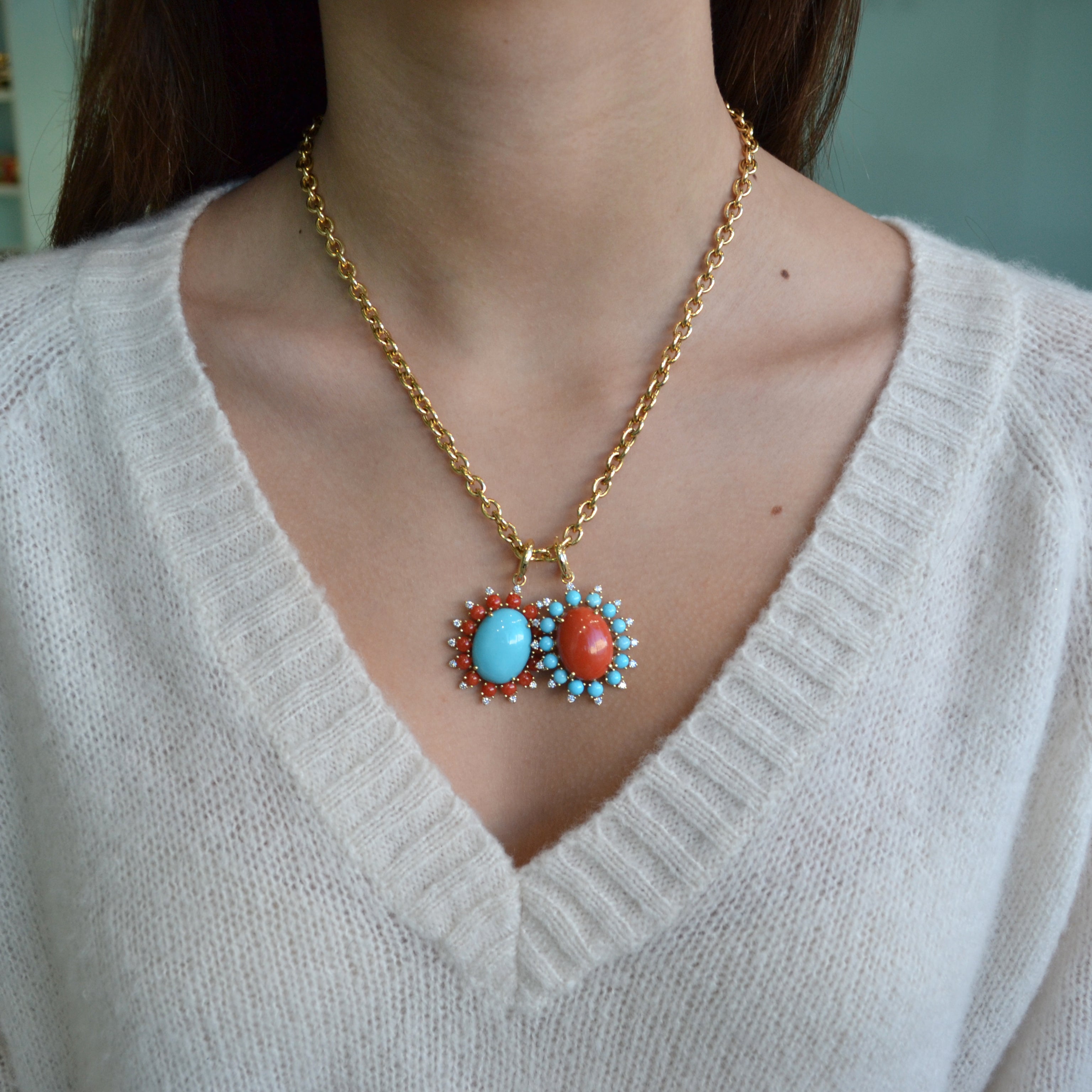 a-furst-sole-pendant-natural-arizona-turquoise-natural-mediterranean-red-coral-diamonds-18k-yellow-gold-D2056GTUK1