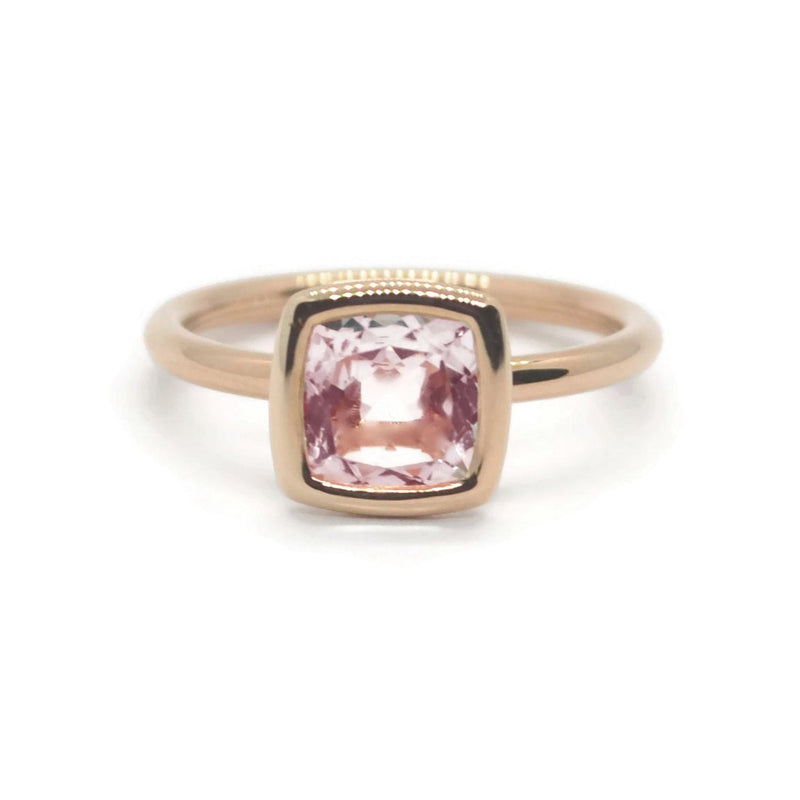 Gaia - Small Stackable Ring with Rose de France, 18k Rose Gold