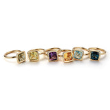 Gaia - Medium Stackable Ring with Prasiolite, 18k Yellow Gold