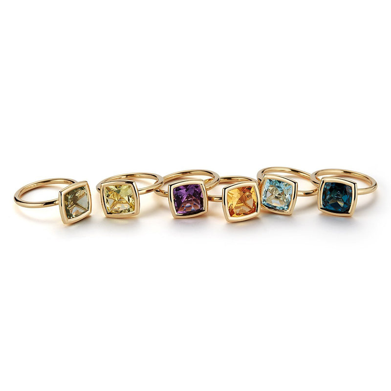 Gaia - Medium Stackable Ring with Prasiolite, 18k Yellow Gold