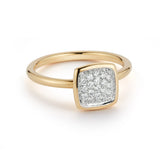 Gaia - Small Stackable Ring with Diamonds, 18k Yellow and White Gold