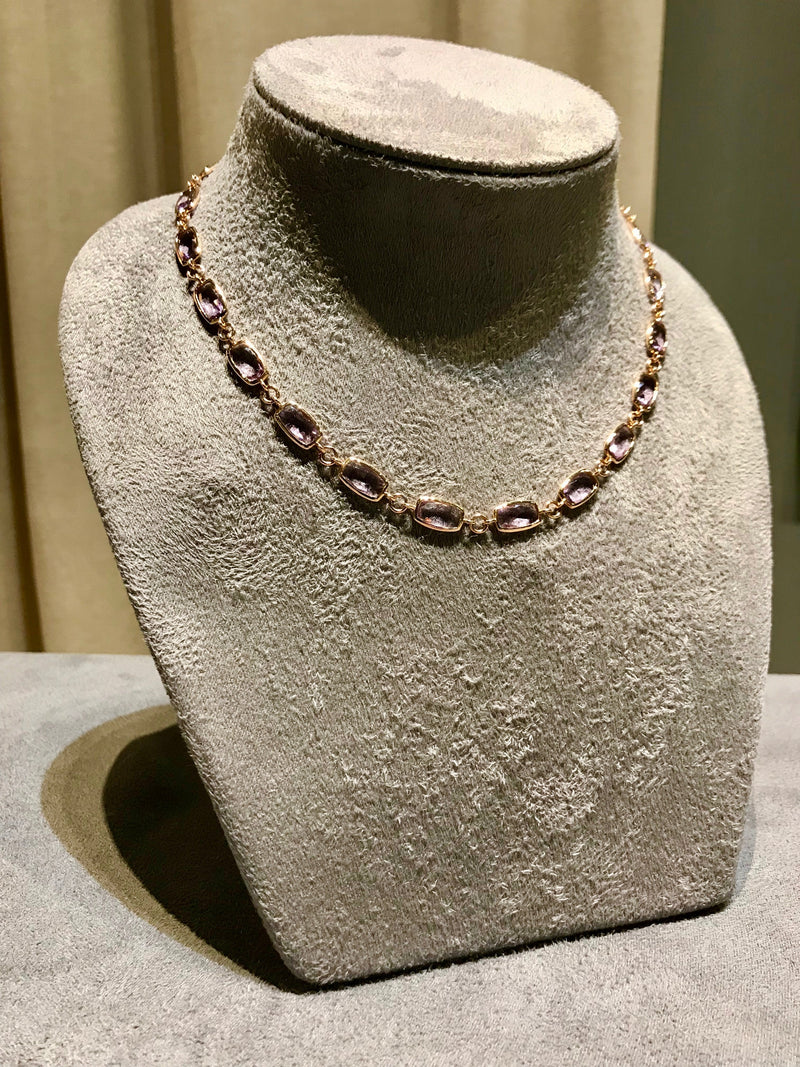 Gaia - Necklace with Rose de France, 18k Rose Gold